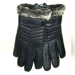 Faux Leather/Fur Winter Gloves